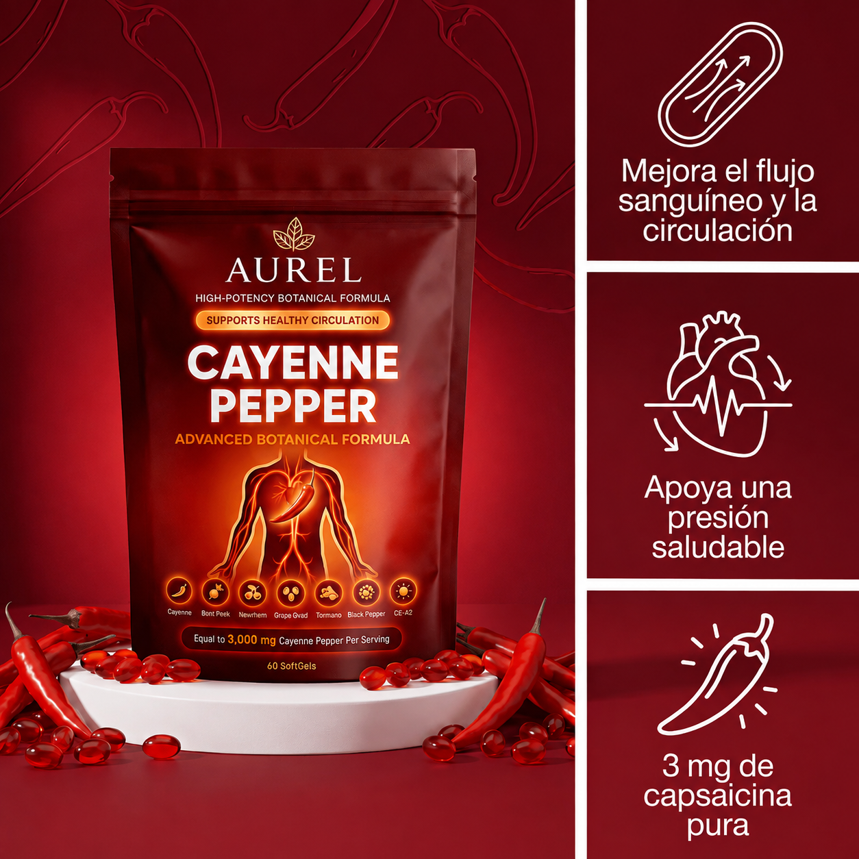 Aurel Capsaicina Activa® en Softgels - Apoya tu Presión Arterial de Forma Natural